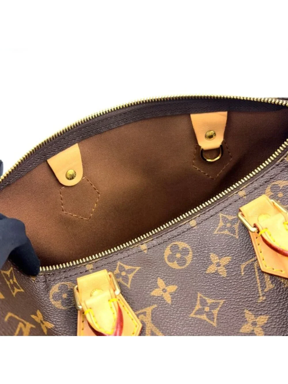 Louis Vuitton Speedy 30 Monogram Leather Brown Handbag Gold